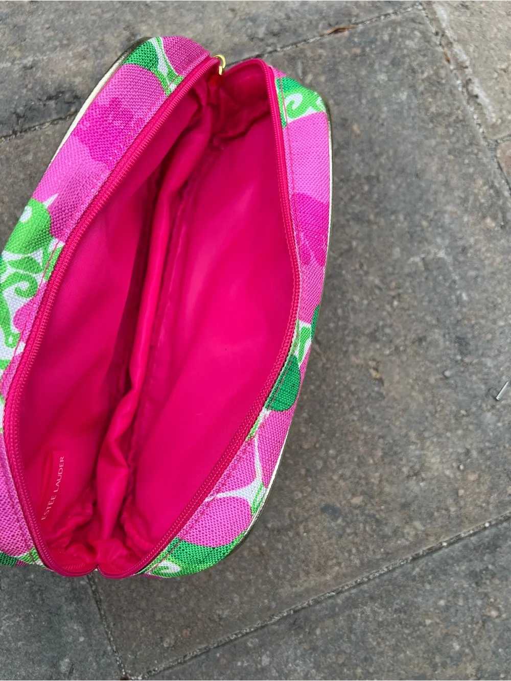 Lily Pulitzer For Estee Lauder Cosmetic Bag Pink Green Floral